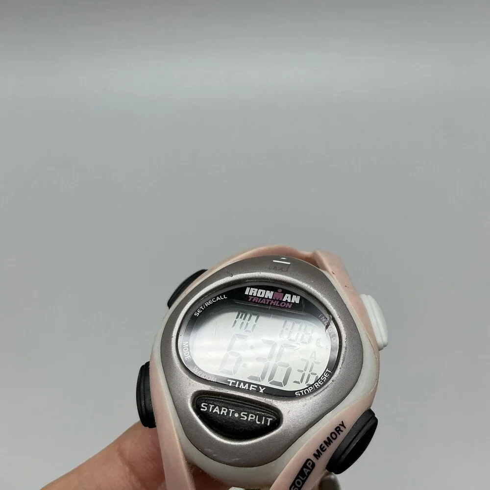 Timex Ironman Triathlon Womens Watch 33mm Gray Digital Pink Indiglo New Battery